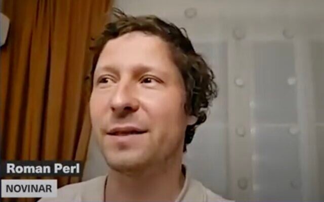Screen capture from video of Russian-Israeli journalist Roman Perl speaking about being denied entry to Serbia, June 12, 2024. (YouTube. Used in accordance with Clause 27a of the Copyright Law)
